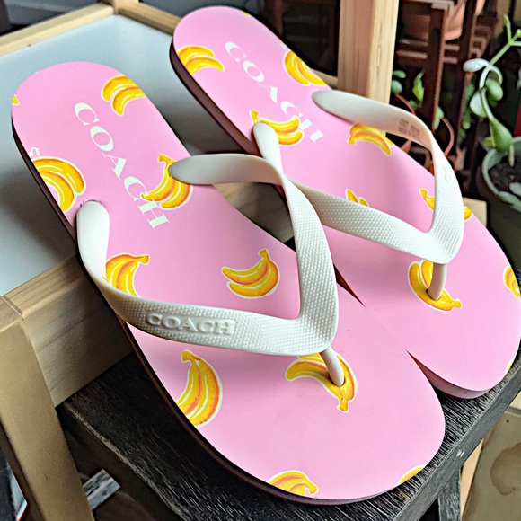 Coach Shoes - 🍌 Last pair! Size 8 Coach banana print flip flops